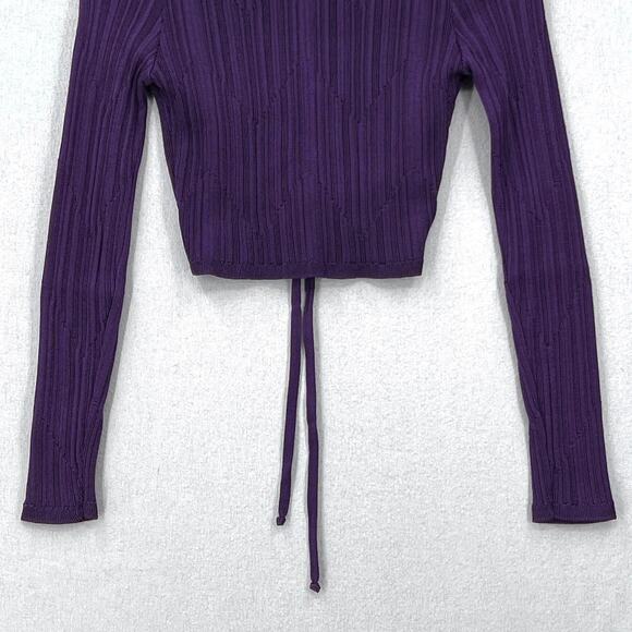 PAOLA BERNARDI Andressa Cropped Cardigan XS Purple Sparkle Knit Long Sleeve NEW - Picture 8 of 13